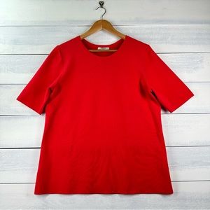 MM. Lafleur Short Sleeve Knit Stretch Red Blouse Size +1